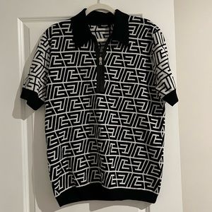 Balmain Men’s Monogram Knitted Polo Shirt, BRAND NEW W/TAGS!